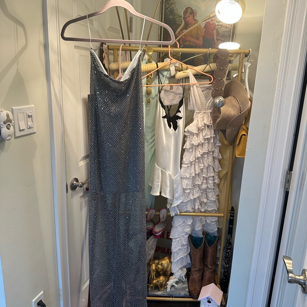 India Boutique Strapless Silver Dress